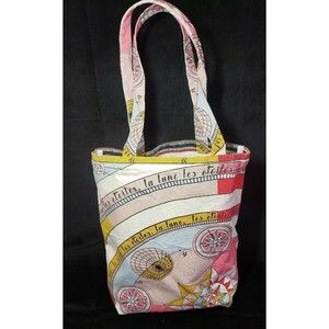 Tory Burch Bag Printed Canvas Tote EUC Summer Pool Picnic Beach All Over Print